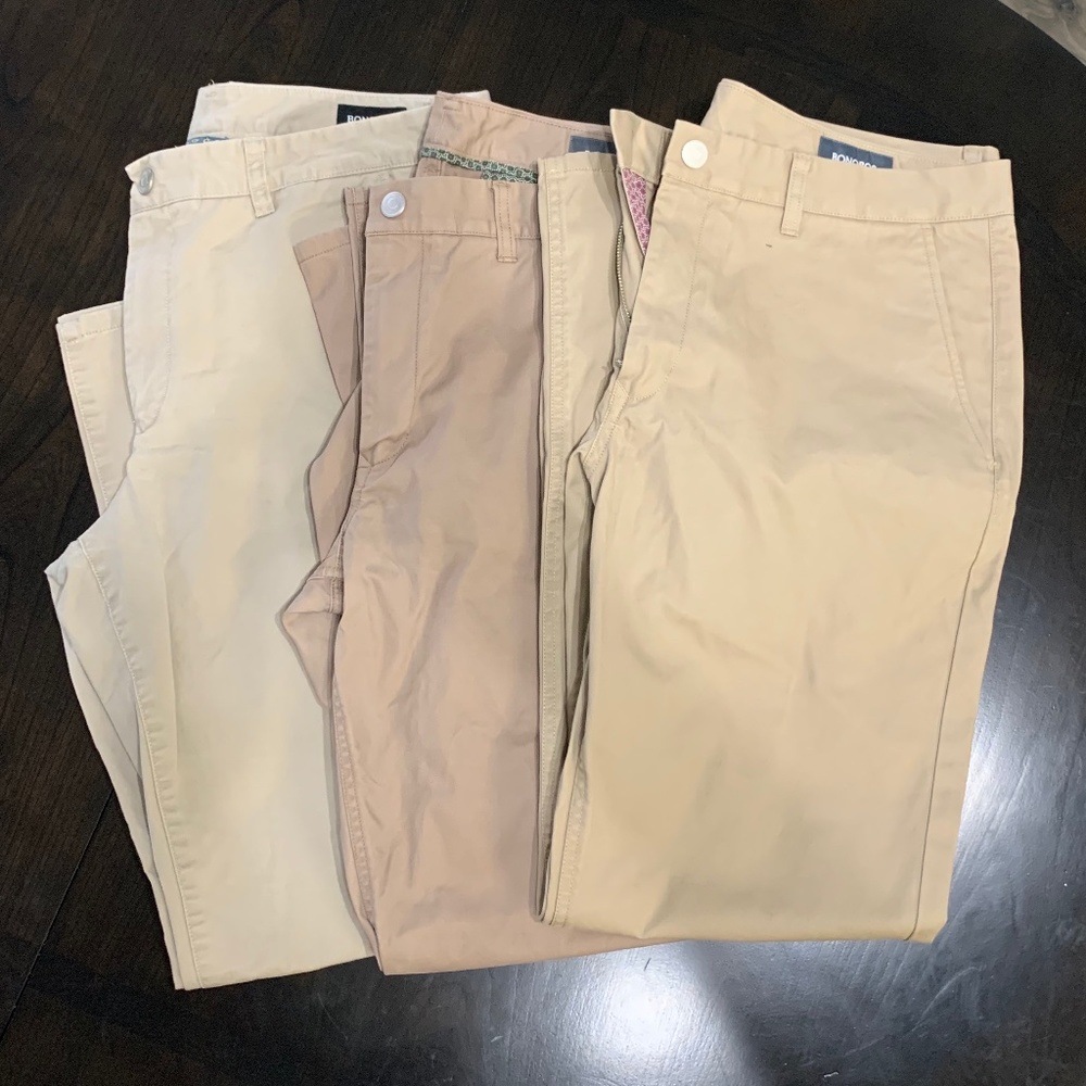 Bonobos Mens Chinos Khakis Straight Flat Front Size 36x32 (Bundle)